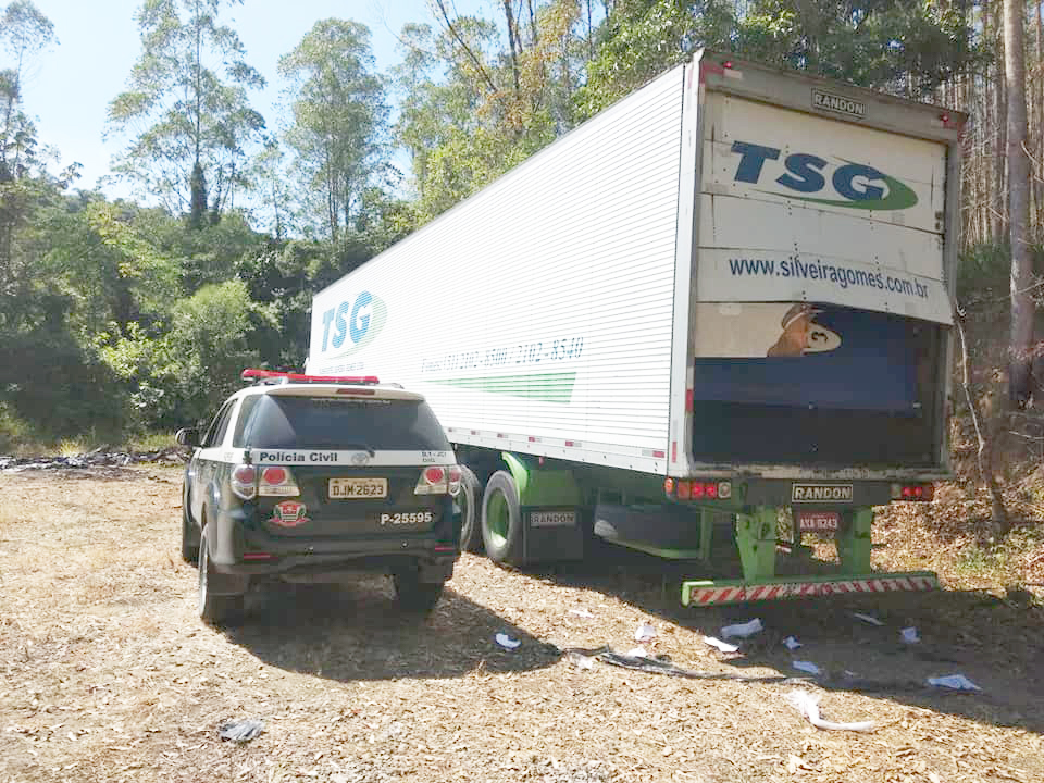 Polícia localiza caminhão escondido em matagal