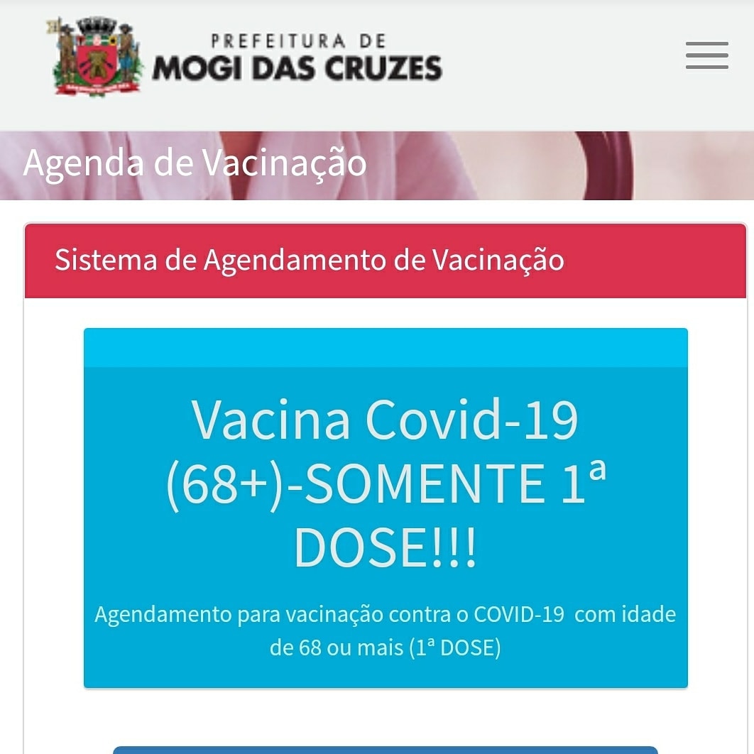 Confira como agendar a vacinação contra Covid-19 em Mogi das Cruzes