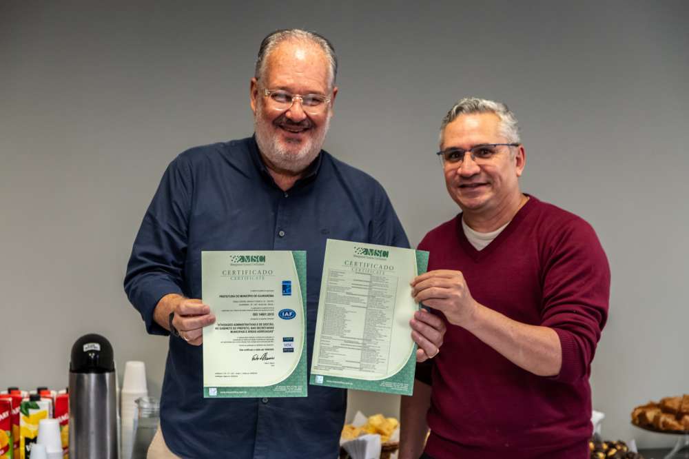 Prefeitura de Guararema recebe certificado internacional ISO 14001 de gestão ambiental