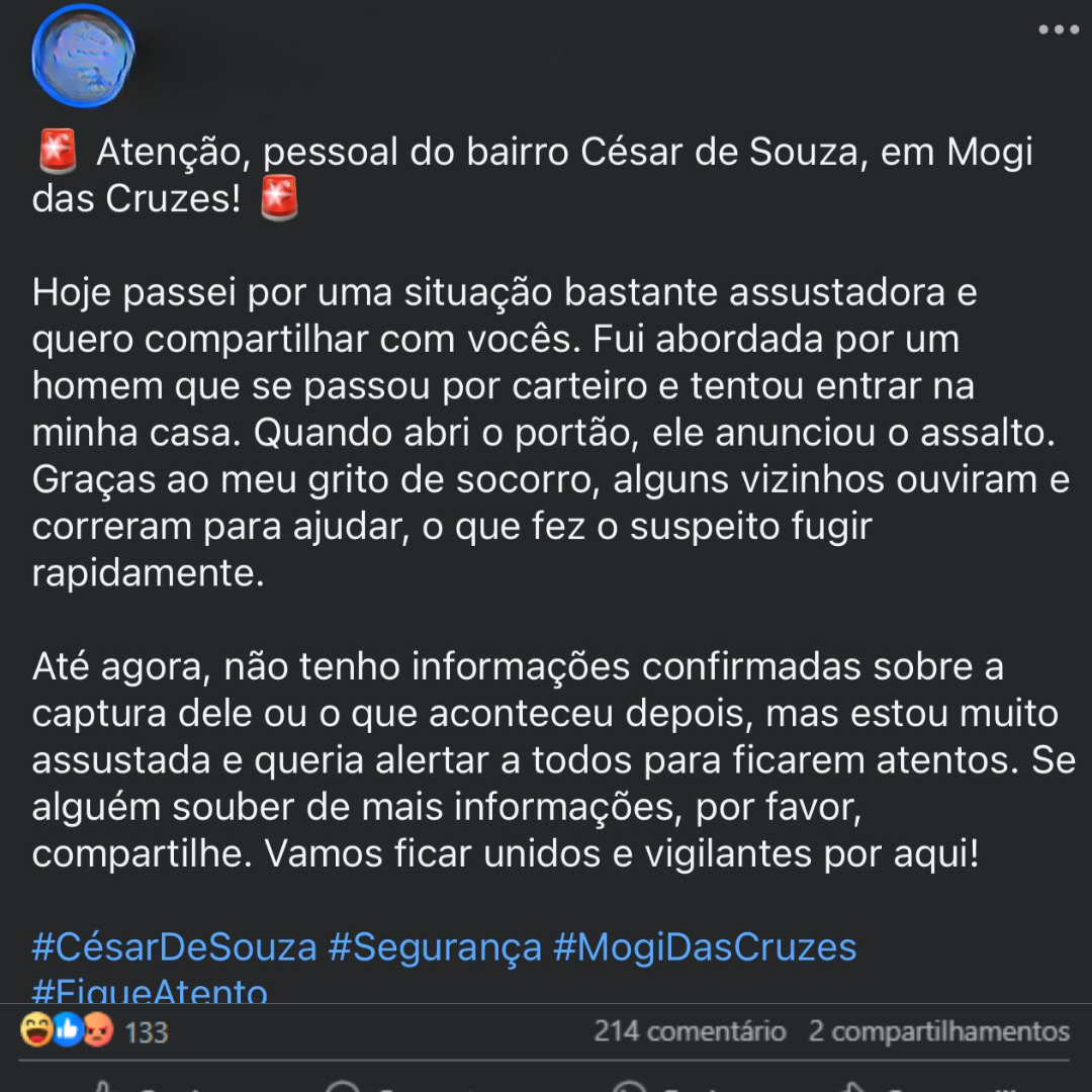 Alerta de Segurança em César de Souza, Mogi das Cruzes